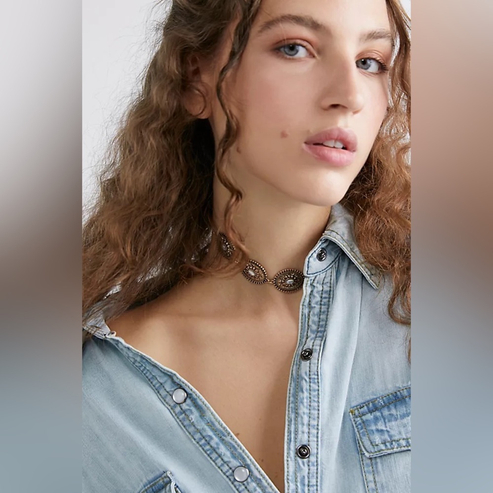 Free People-Bronco Choker-Silver/ Black - Picture 2 of 7